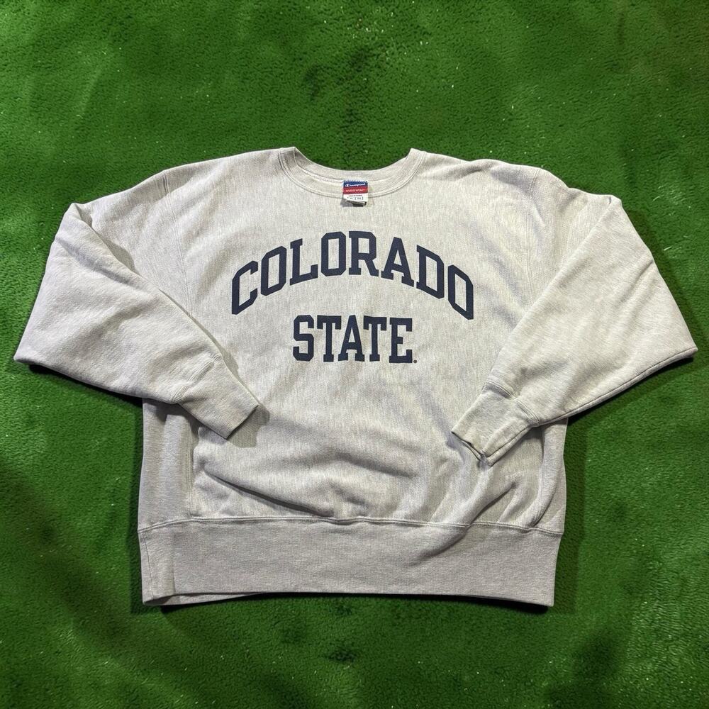 Vintage Champion Reverse Weave NCAA Colorado State Crewneck Sweatshirt XL Gray